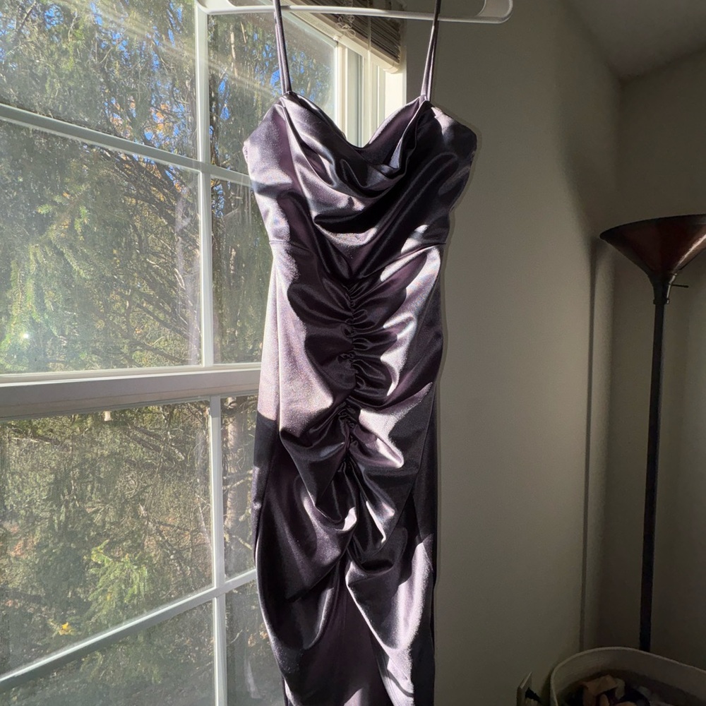 Windsor Chic Ruched Dress in Purple